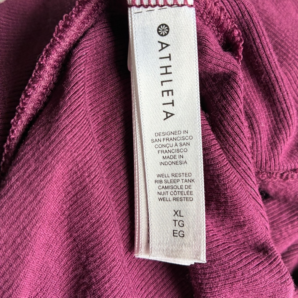 Athleta Well Rested Ribbed Sleep Tank XL Burgundy - Picture 7 of 12